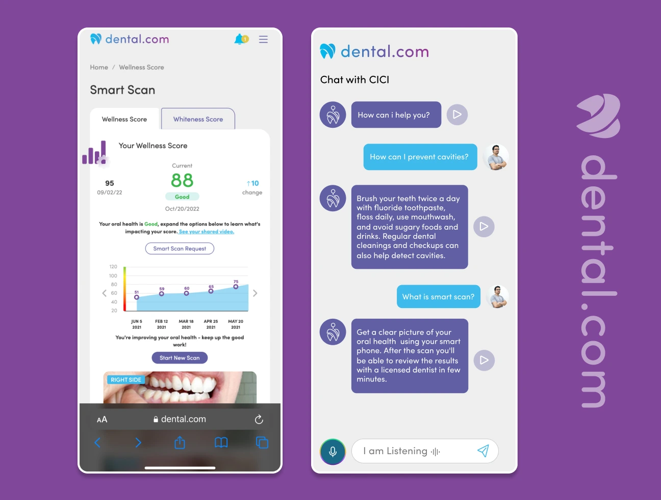 Dental.com — AI Smart Scan and CICI chatbot